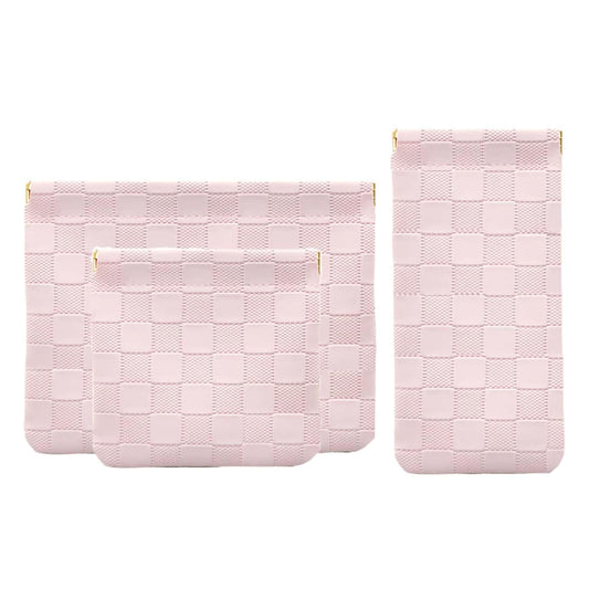 FeciFeco Small Makeup Bag for Purse, Pencil Case, Mini Cosmetic Bags for Women, Coin Purse Organizer, Lipstick Cosmetic Accessories Organizer, Small Travel Kit Storage Pouch (Multi-size-Pink)