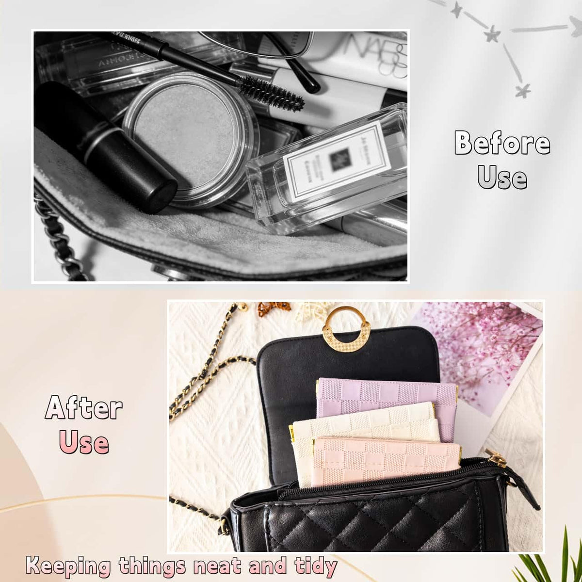 FeciFeco Small Makeup Bag for Purse, Pencil Case, Mini Cosmetic Bags for Women, Coin Purse Organizer, Lipstick Cosmetic Accessories Organizer, Small Travel Kit Storage Pouch (Multi-size-Pink)