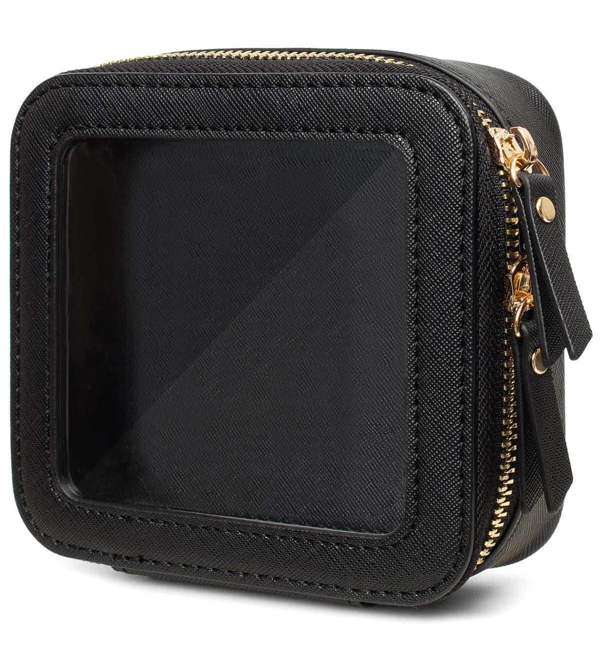 FFpaw Valentine's Day Gifts Clear Makeup Bag Small, Mini Cosmetic Bag for Purse Clear Makeup Pouch Purse Organizer with Zipper Travel Toiletry Bag Car Organizer Essentials for Women Men (Mini Black)