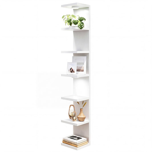 Fixwal 7 Tier Wall Shelf with LED Lights Lack Shelf for Room Deocr (White)