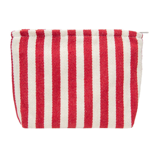 Flat Makeup Bag for Women,Zipper Cosmetic Pouch for Purse,Stripe Red