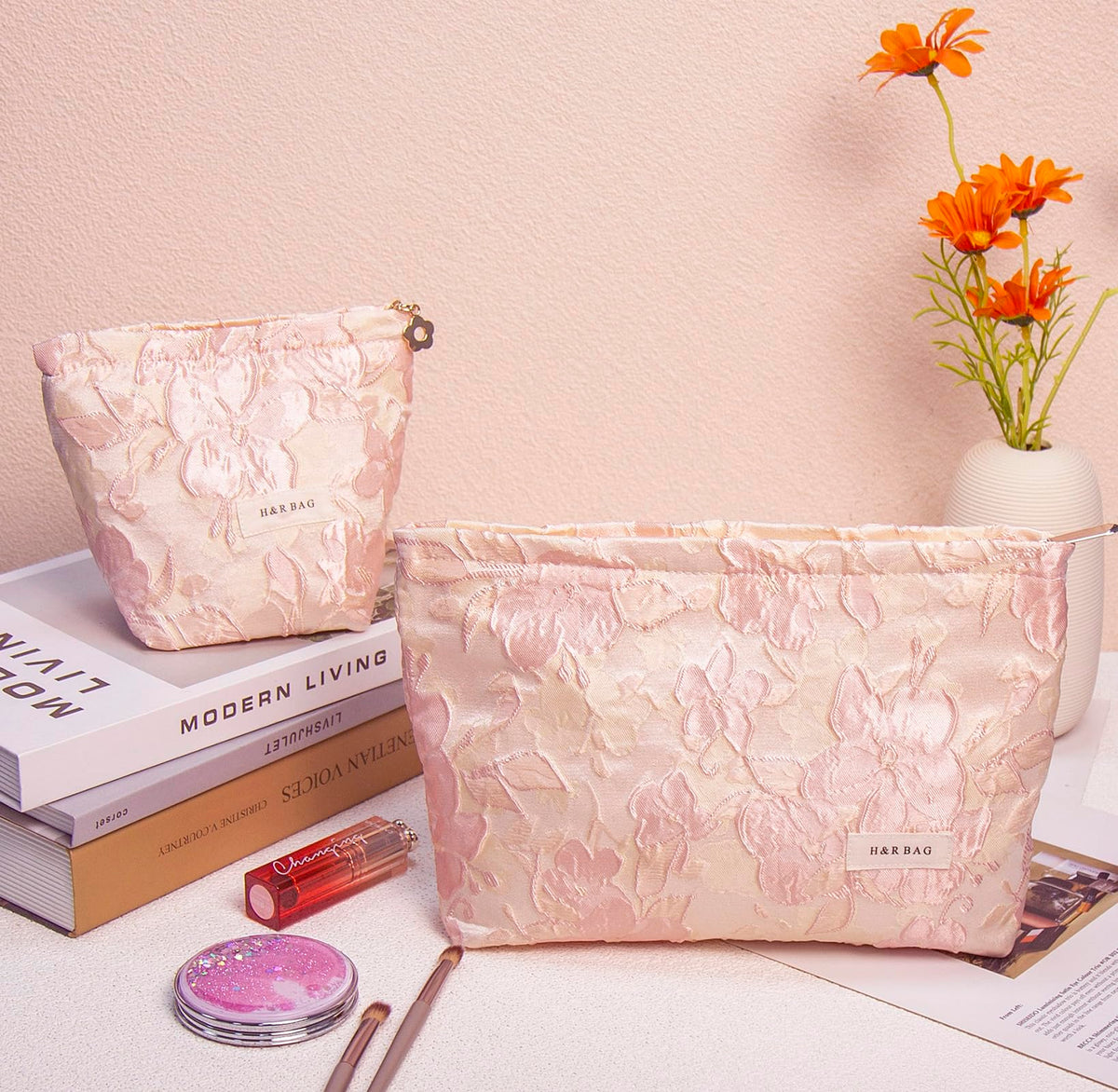 getgto 2 Pcs Makeup Bags, Large Cosmetic Bag Travel Toiletry Bag