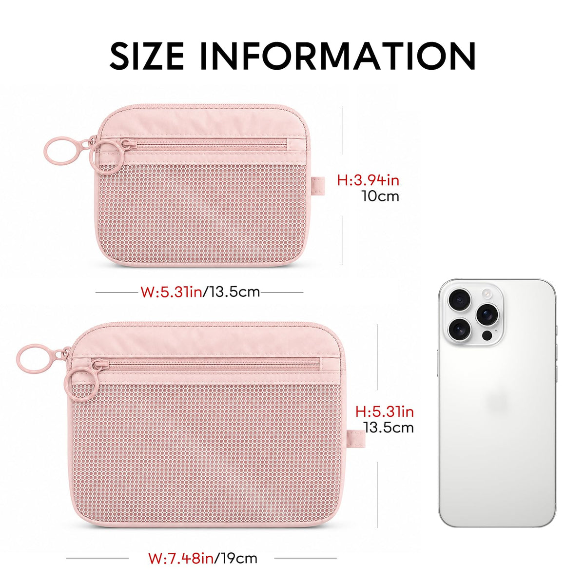 GIVLEFLY 2 PCS Purse Organizer Pouch Set for Women, Lightweight Zipper Storage Pouches for Handbags, Cosmetics, Keys, Cards, Travel Accessories and Daily Essentials