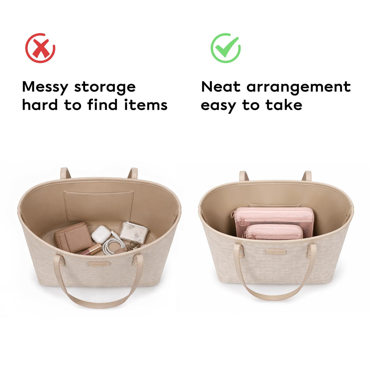 GIVLEFLY 2 PCS Purse Organizer Pouch Set for Women, Lightweight Zipper Storage Pouches for Handbags, Cosmetics, Keys, Cards, Travel Accessories and Daily Essentials