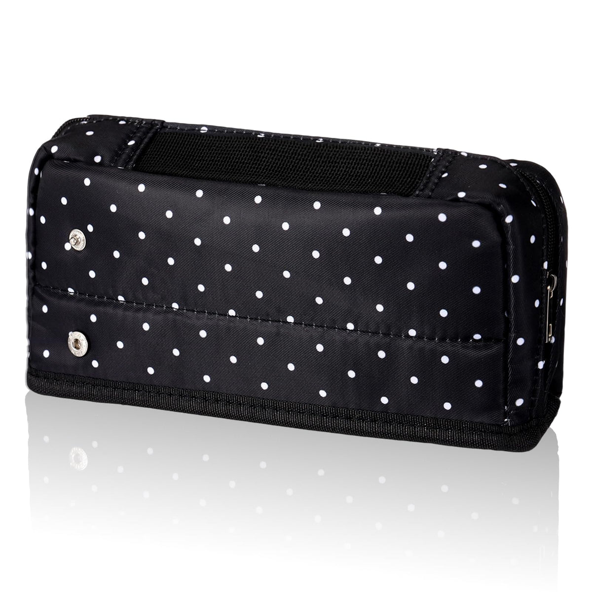 Gueevin Large Capacity Pencil Case Polka Dot Pencil Case Black and White Pen Pouch with Multiple Compartments Foldable Portable Stationery Organizer Makeup Bag for Adults(Black)