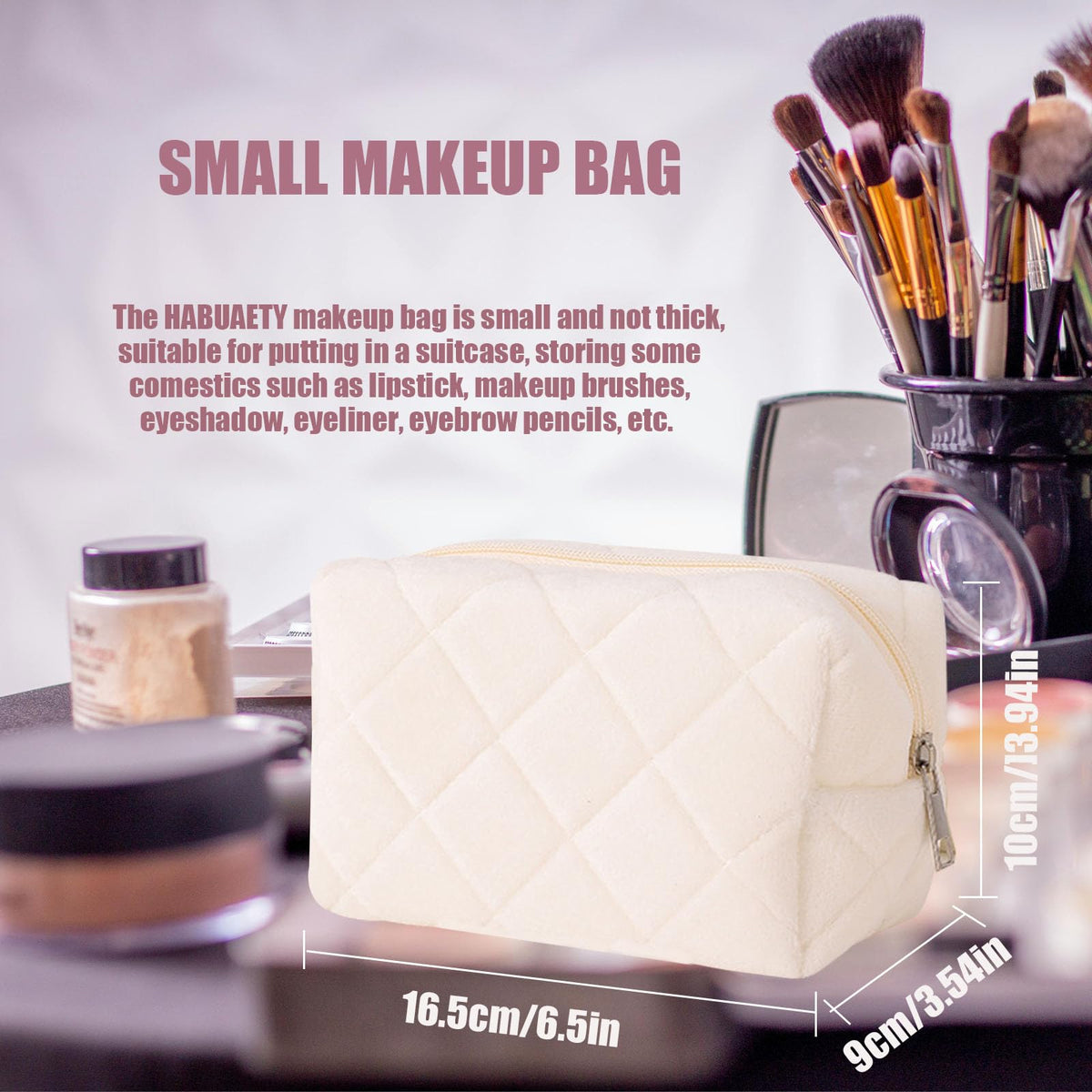 HABUAETY Makeup Bag Small Cosmetic Bags for Purse Women Girls Y2k Checkered Make Up Pouch