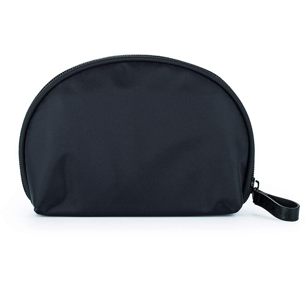Hekyip Half Moon Cosmetic Bag, Travel Makeup Pouch, Portable Waterproof Cosmetic Pouch for Girls Women, Small (ALL BLACK)