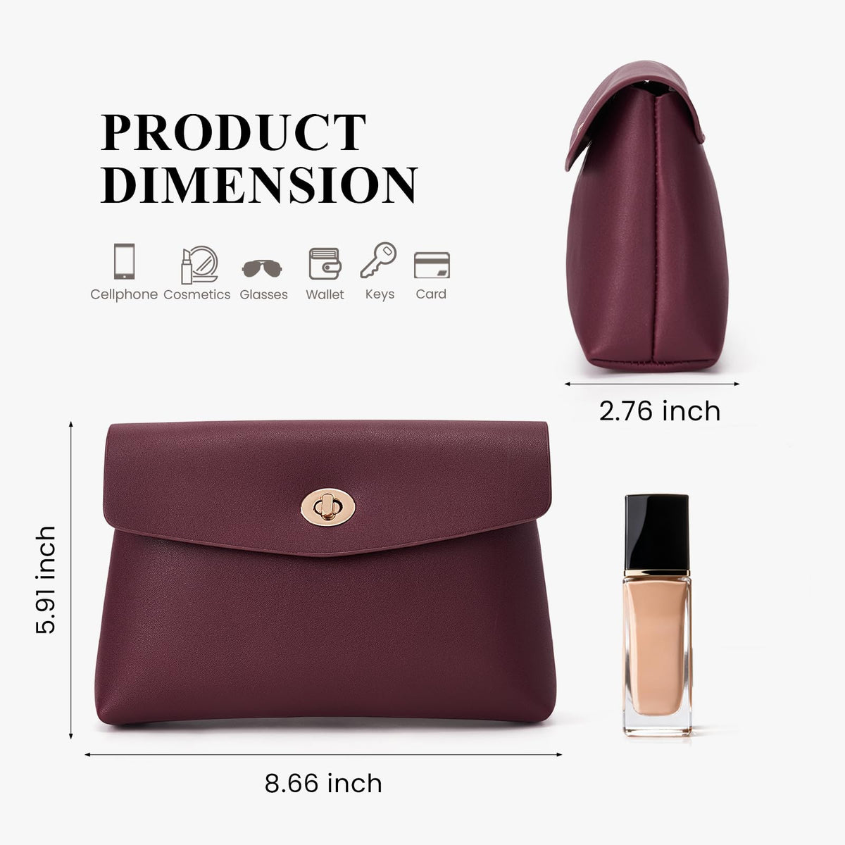 HiTotes Makeup Bag Travel Makeup Pouch for Women Small Cosmetic Pouch PU Leather Pouch Bag Clutch Purse