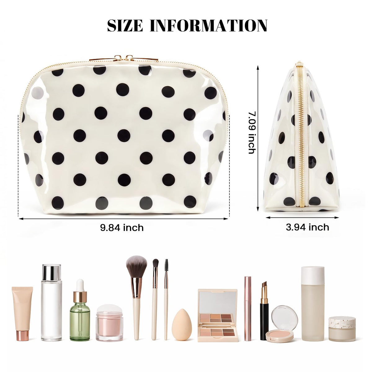 HiTotes Travel Makeup Bag PVC Stripe Cosmetic Pouch Stand Up Toiletry Bag