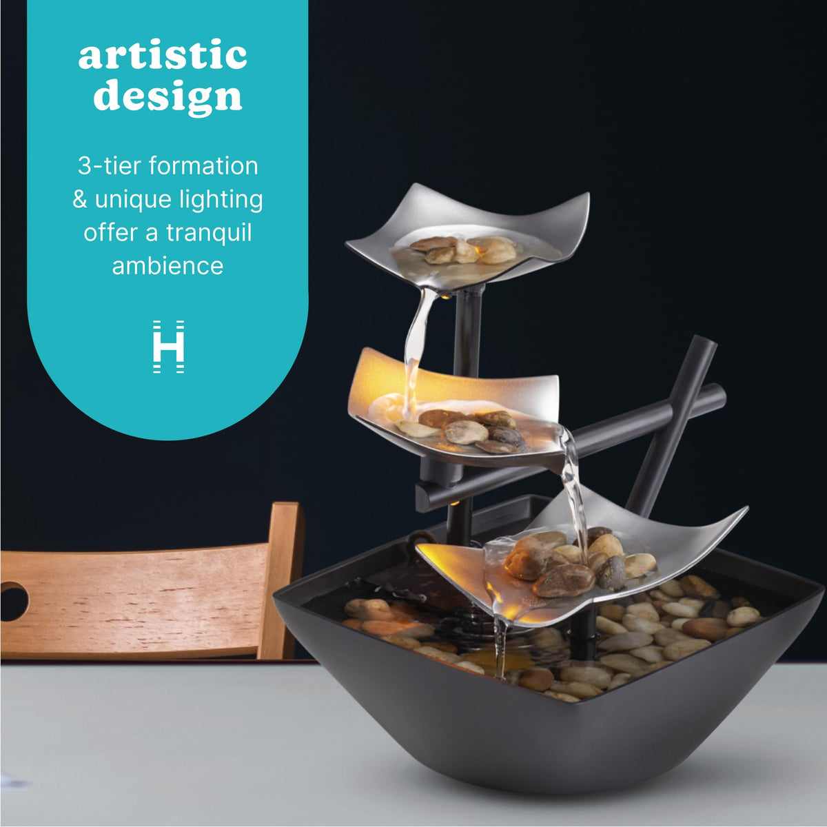 Homedics Tabletop Water Fountain, Home Décor Soothing Sound Machine