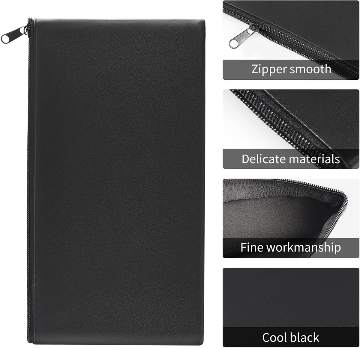 HOMESAN 6 Pieces Money Bags with Zipper, 11x6.1 inch Money Pouch, Bank Bag, Cash Bag, Check Wallet, Cosmetics