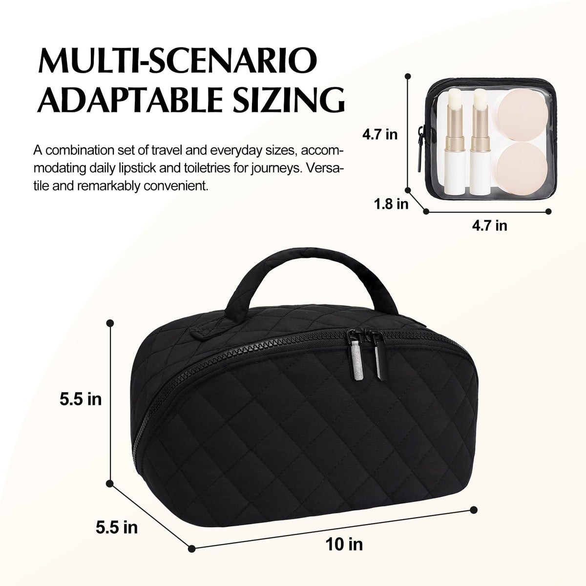 honitty Makeup Bag, Quilted Makeup Bag, Puffy Travel Make up Bags, Cosmetic Organizer Bag, Waterproof Toiletry Bag for Women