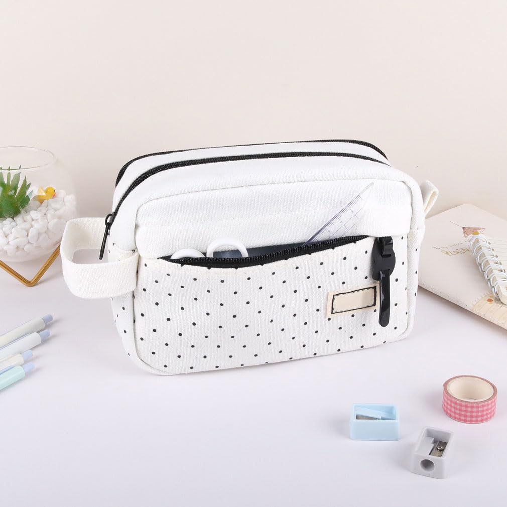 iSuperb Big Capacity Pencil Case Polka Dots Pencil Pouch Bag