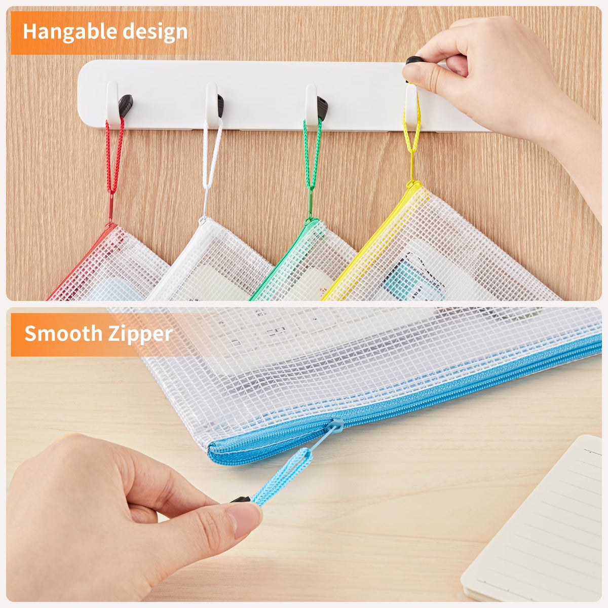 JARLINK A4 Mesh Zipper Pouch Bags, 24 Pcs Waterproof Zipper Pouch Bags