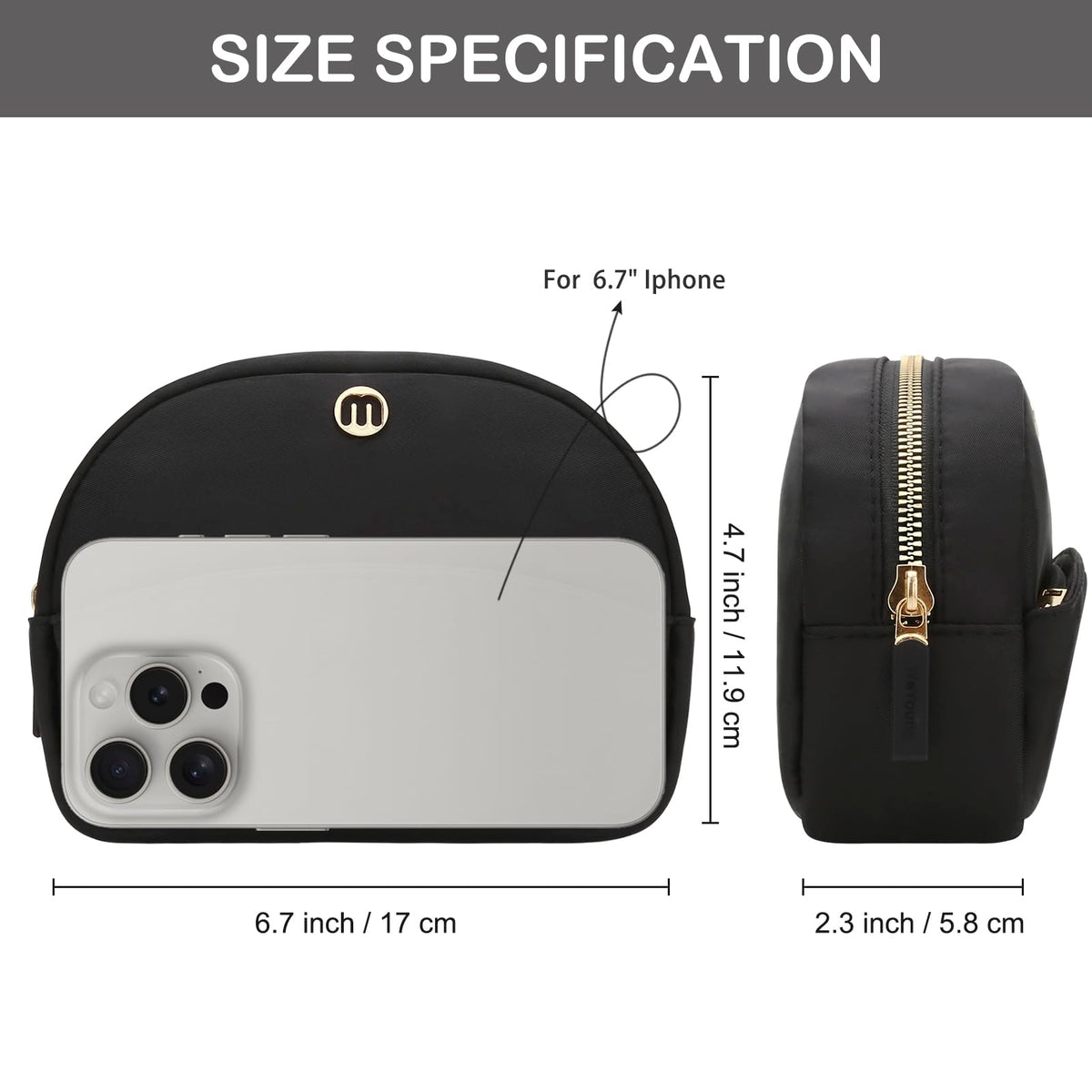 JINSI Small Travel Makeup Bag, Nylon Cosmetic Toiletry Organizer Pouch