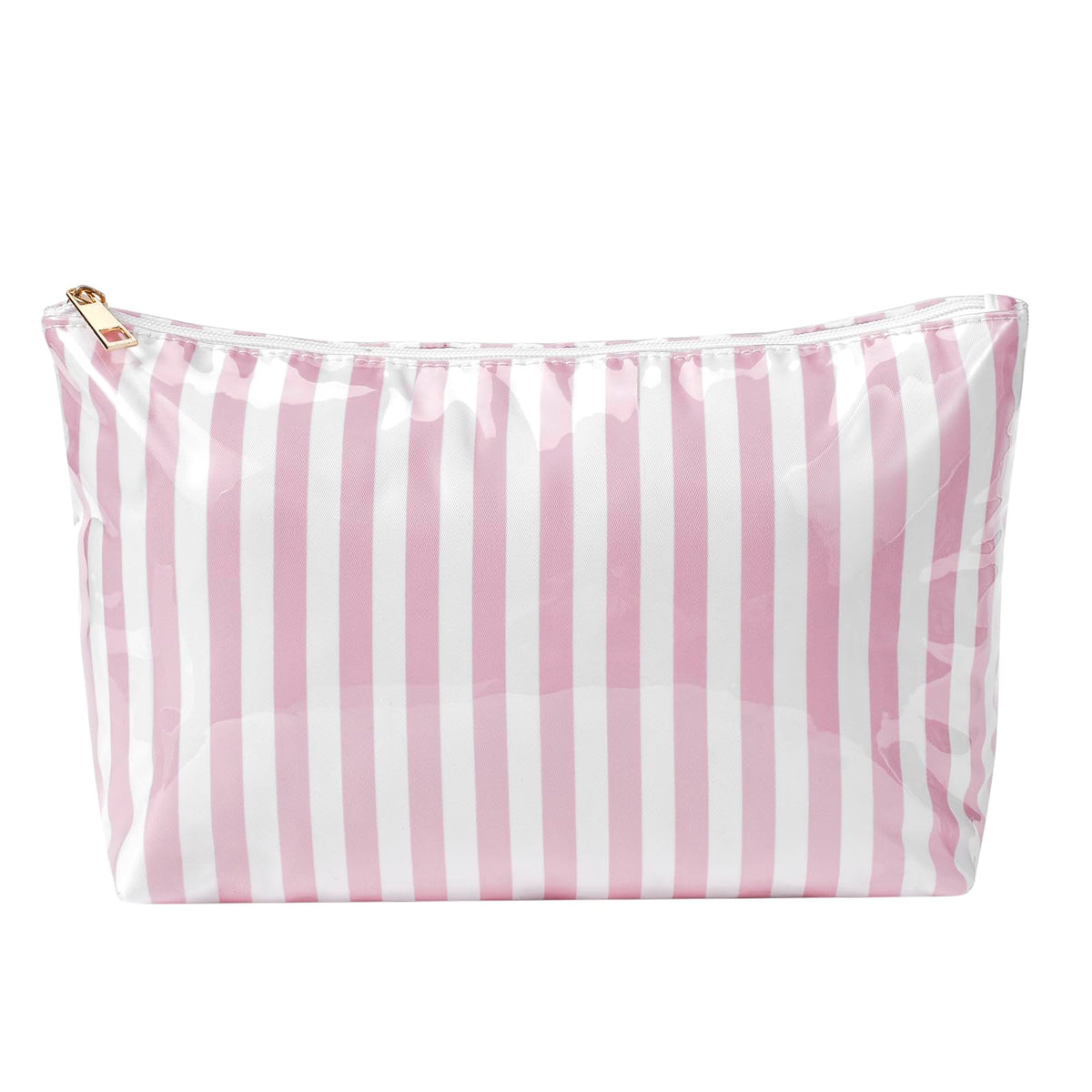 Lestikave Large PVC Waterproof Striped Makeup Bag(04Pink Stripe)