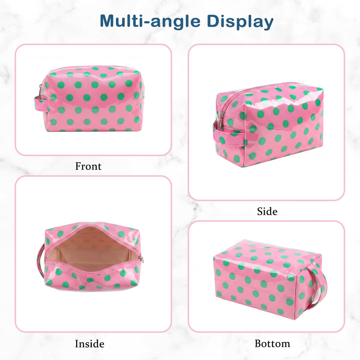 Lestikave PVC Striped Clear Coated Waterproof Makeup Bag(17Light Pink)