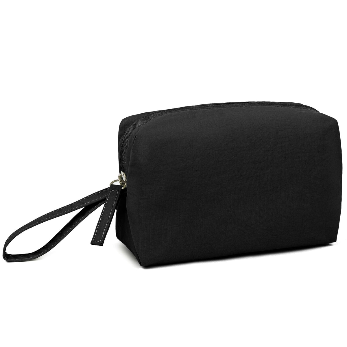 MUHUASHI Mini Cosmetic Bag, Daily Waterproof Makeup Purse and Toiletry Organizer Case, Foldable Lightweight Clutch Pouch Bag (1-Black)