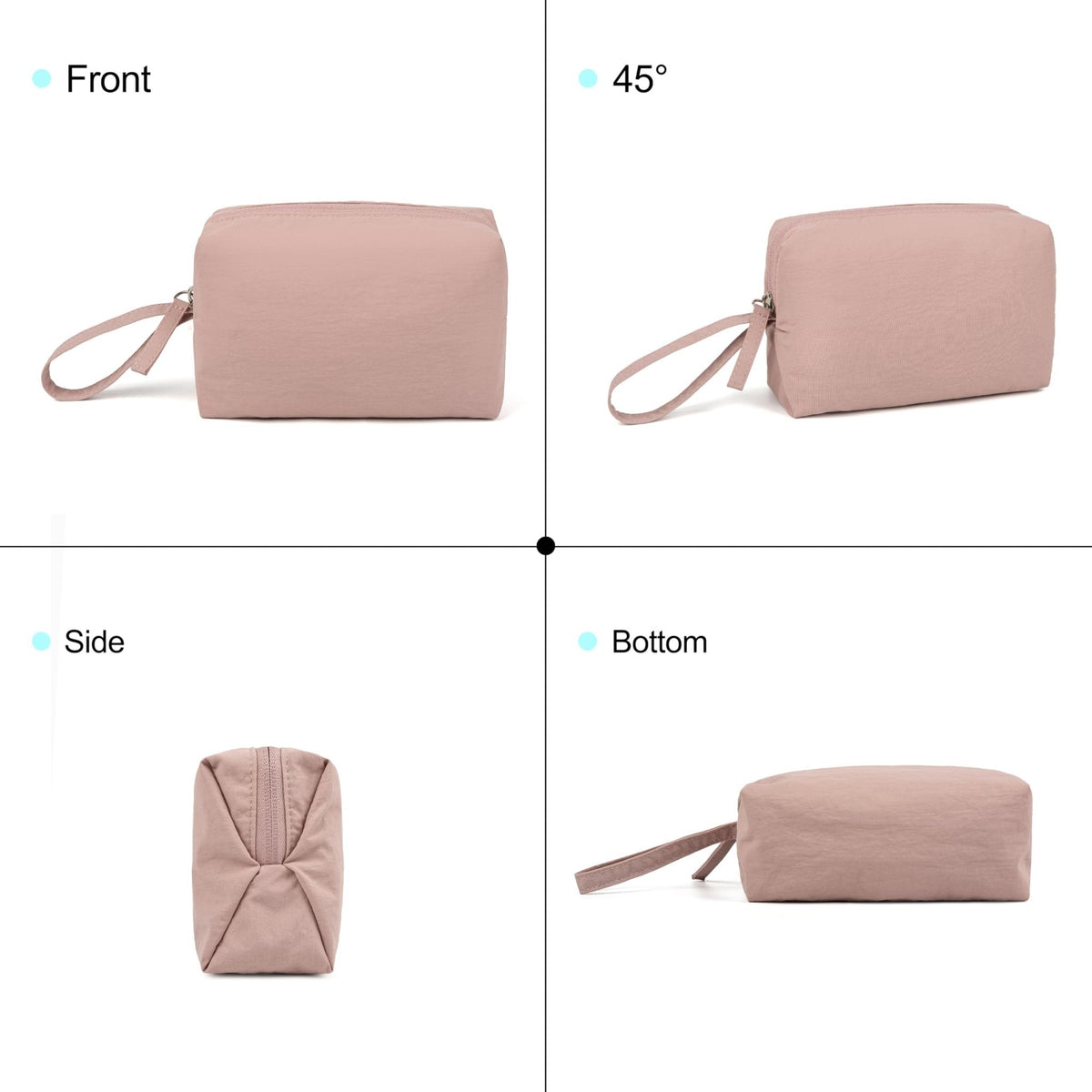MUHUASHI Mini Cosmetic Bag, Daily Waterproof Makeup Purse and Toiletry Organizer Case, Foldable Lightweight Clutch Pouch Bag (7-Dark Pink)