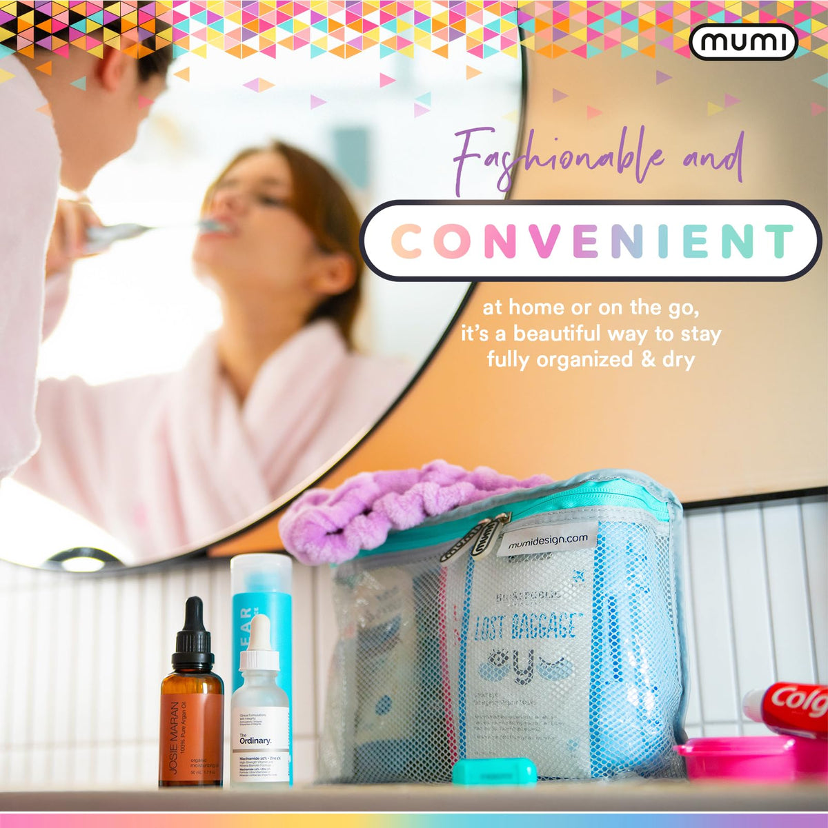 MUMI Travel Toiletry Bag Set of 3 - Clear TSA Approved, Aqua