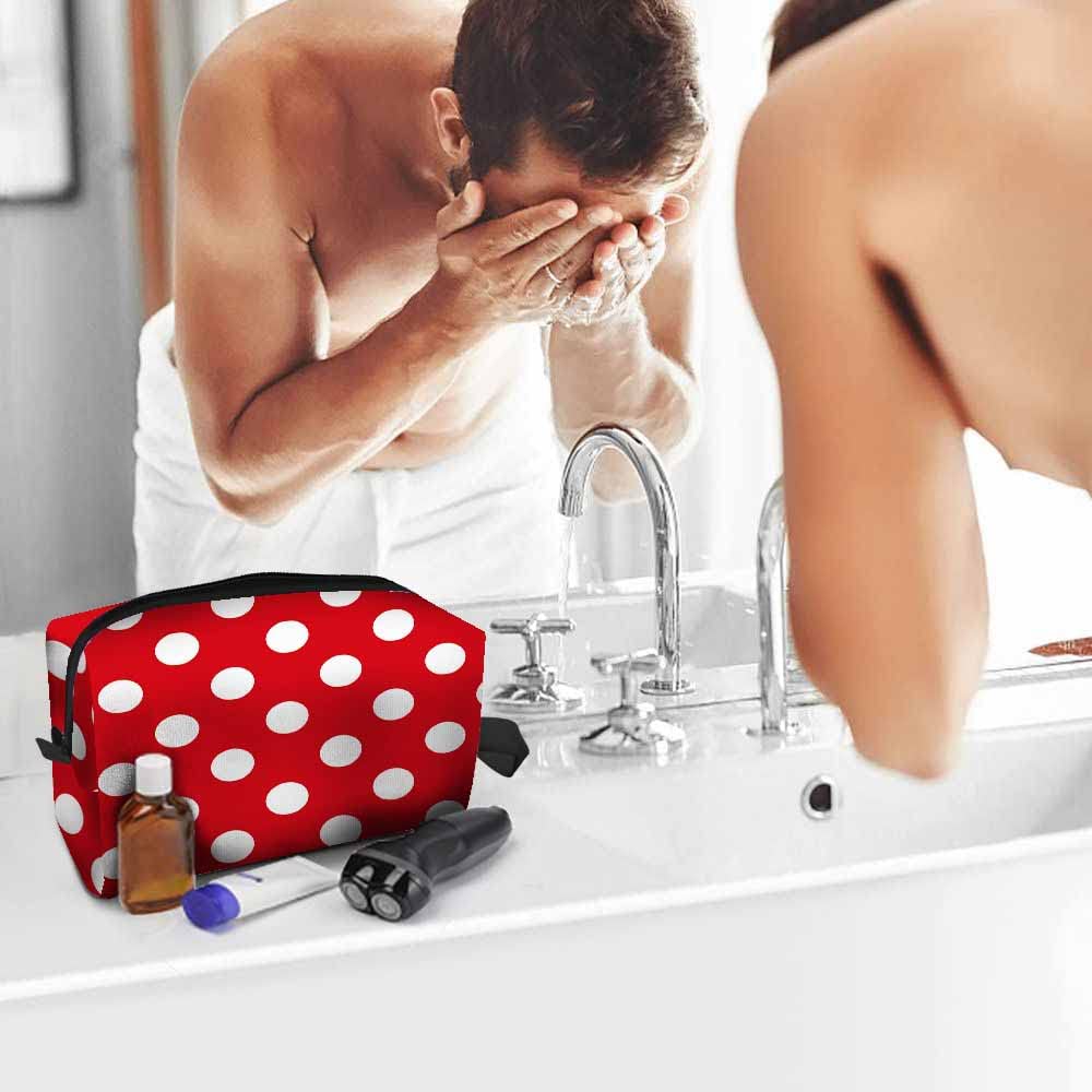 Mxocom Polka Dots White and Red Pattern Small Makeup Bag for Purse Colorful Background Travel Cosmetic Bag Makeup Pouch Portable Versatile Zipper Pouch for Women