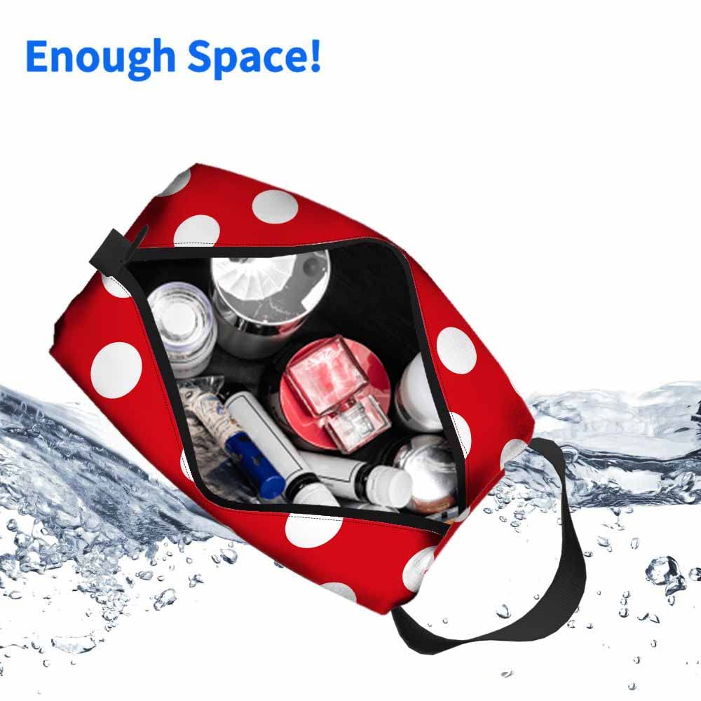 Mxocom Polka Dots White and Red Pattern Small Makeup Bag for Purse Colorful Background Travel Cosmetic Bag Makeup Pouch Portable Versatile Zipper Pouch for Women
