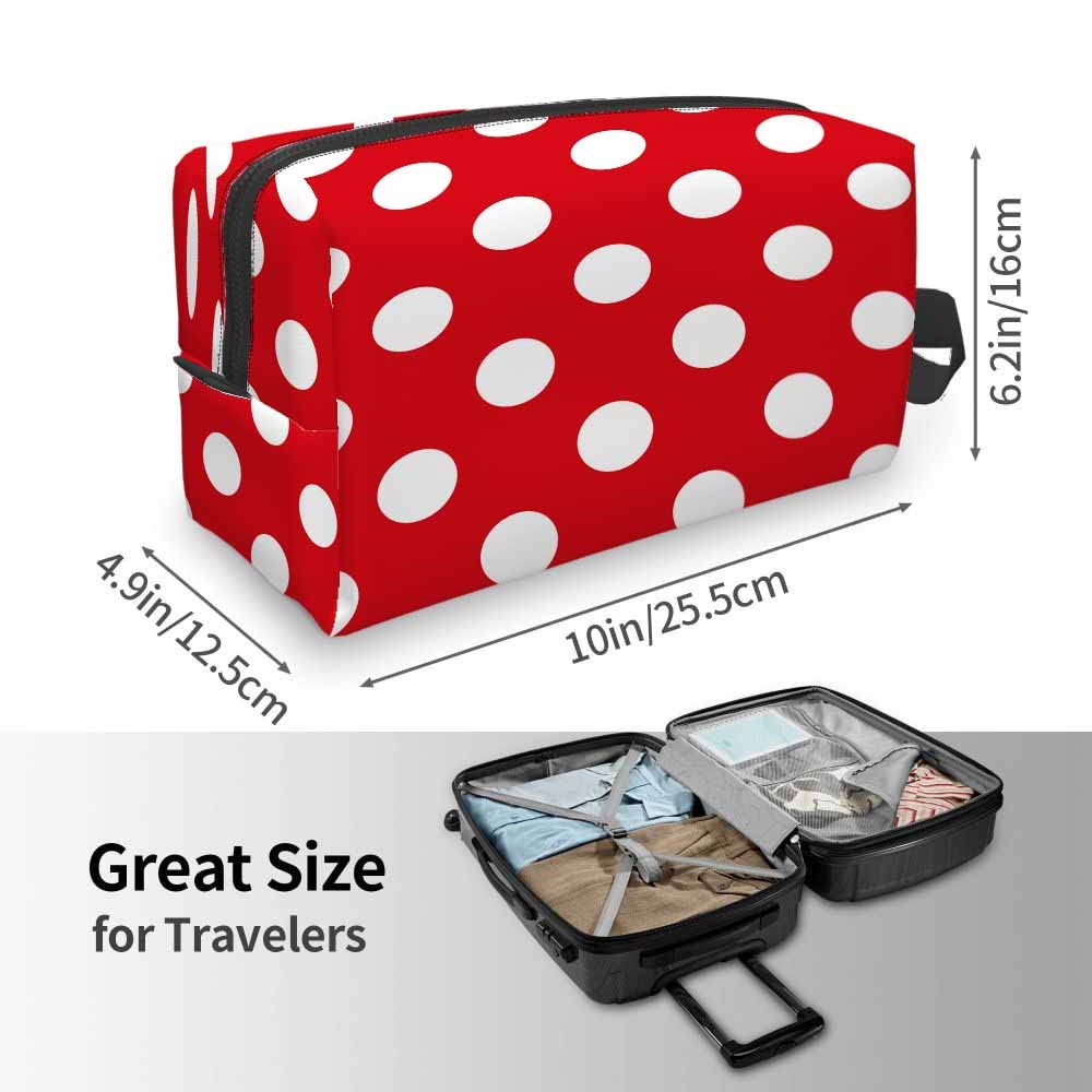 Mxocom Polka Dots White and Red Pattern Small Makeup Bag for Purse Colorful Background Travel Cosmetic Bag Makeup Pouch Portable Versatile Zipper Pouch for Women