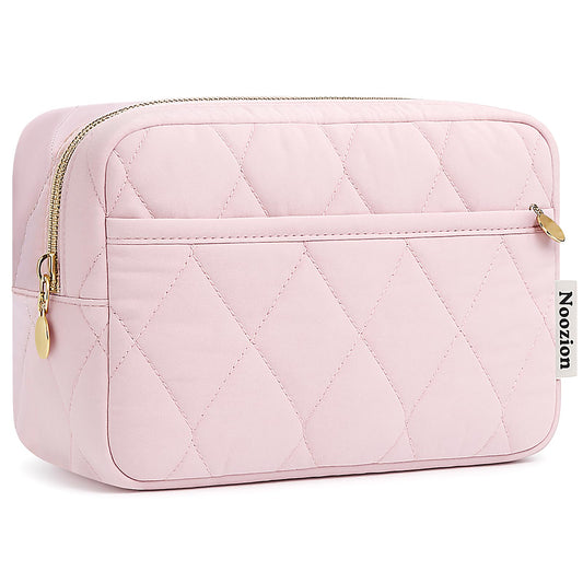 Noozion Makeup Bag Travel Toiletry Bag, Puffy Padded Cosmetic Bag for Women, Makeup Organizer Case, Wide-open Pouch Purse, Travel Essentials
