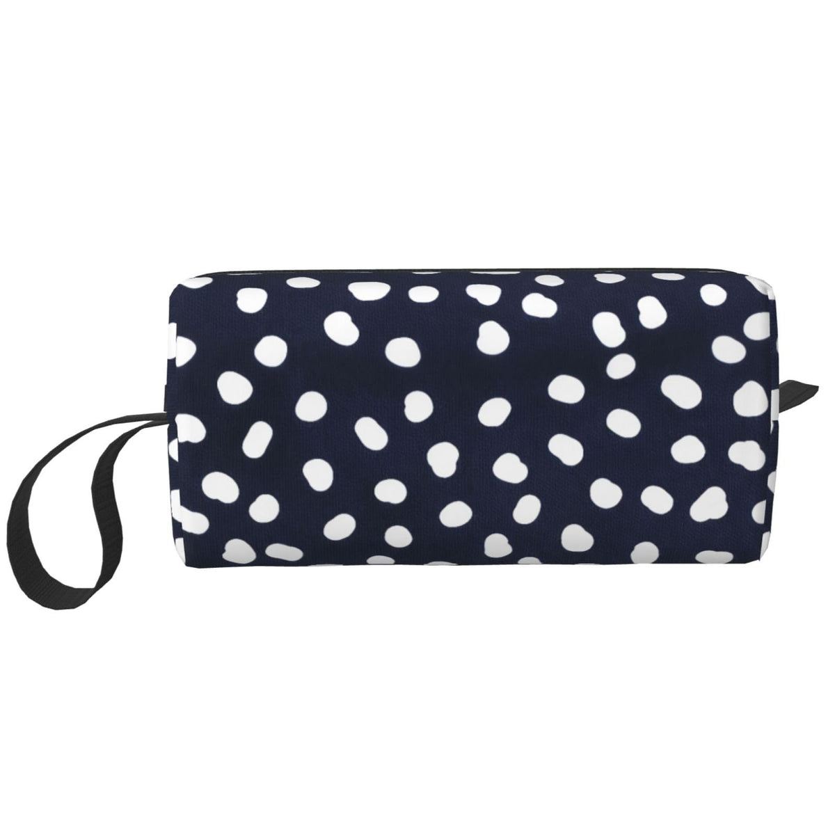 OLUSENMO White Doodle Polka Dot Makeup Bag for Women with Wrist Strap