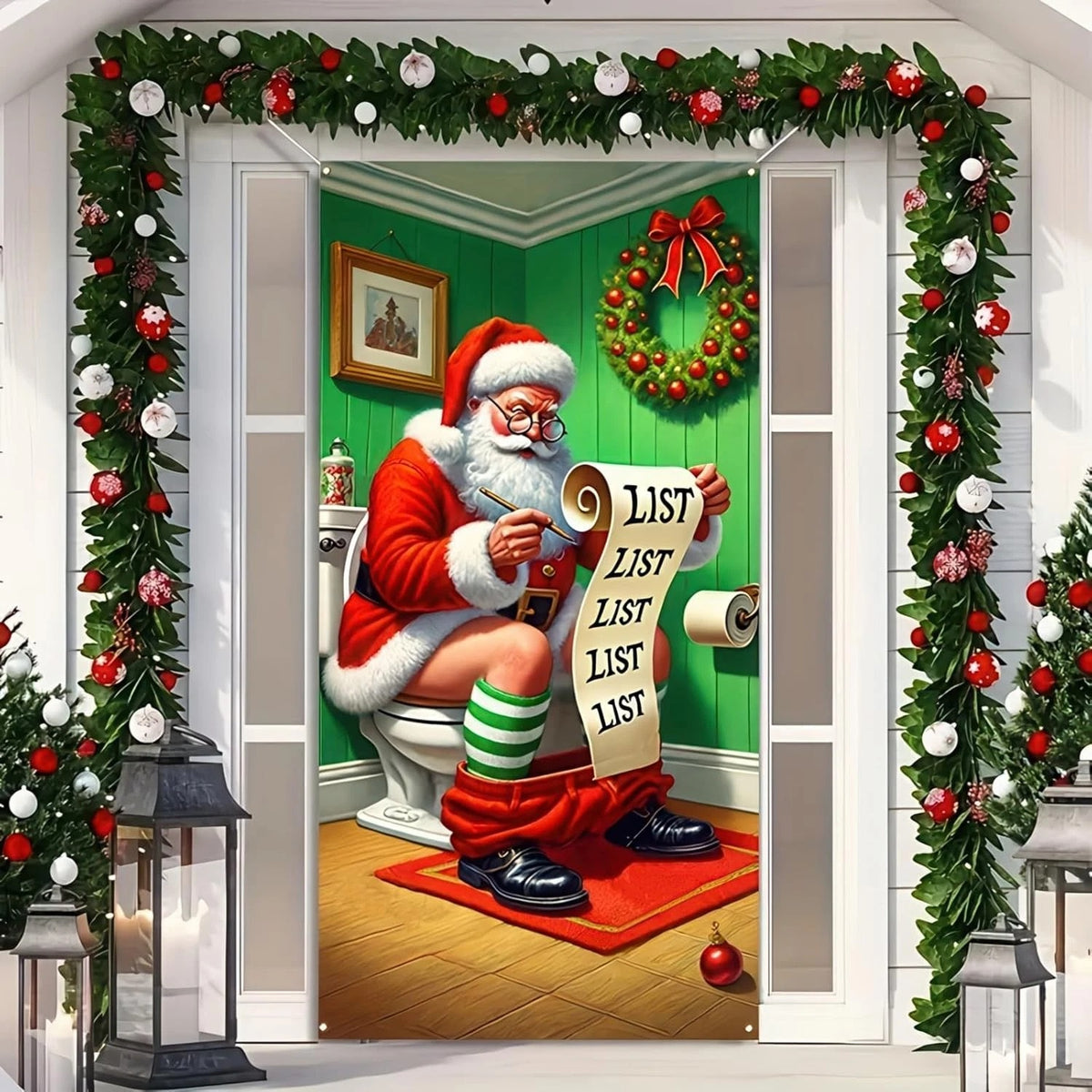 Christmas Santa Restroom Door Cover