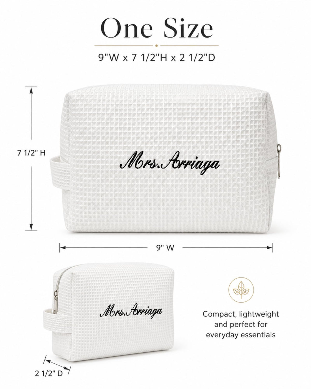 Personalized Embroidered Monogram Makeup Bag for Women (Style 1)