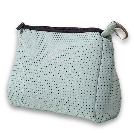 POPUPS Large Makeup Bag with Zipper - Waterproof Neoprene Cosmetic Bag 7.7 x 10.75 x 5 inches - Pouch Minty Green
