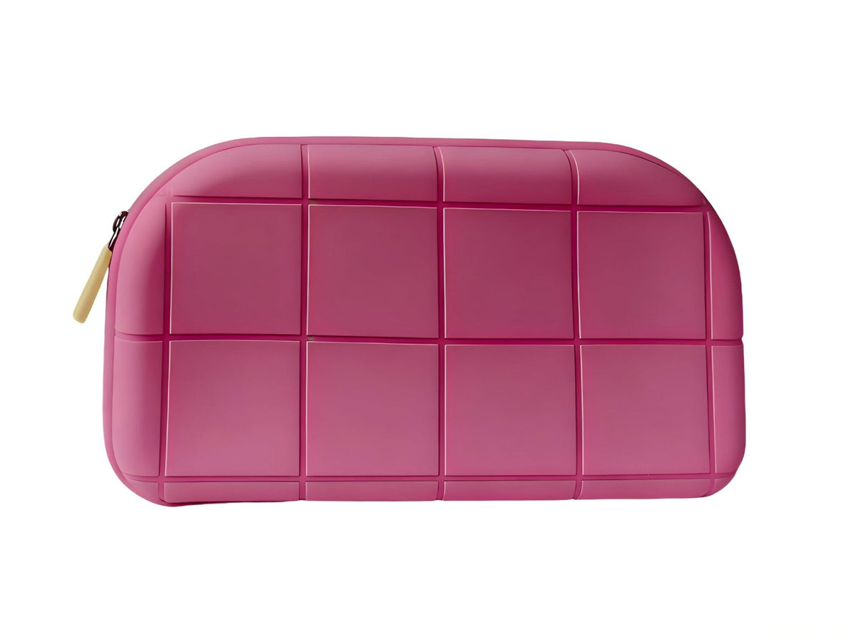 Qivbrewer Silicone Makeup Bag - Waterproof Cosmetic Organizer for Travel Versatile Small Toiletry Bag & Cute Makeup Bag for Women & Girls (Pink)
