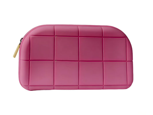 Qivbrewer Silicone Makeup Bag - Waterproof Cosmetic Organizer for Travel Versatile Small Toiletry Bag & Cute Makeup Bag for Women & Girls (Pink)