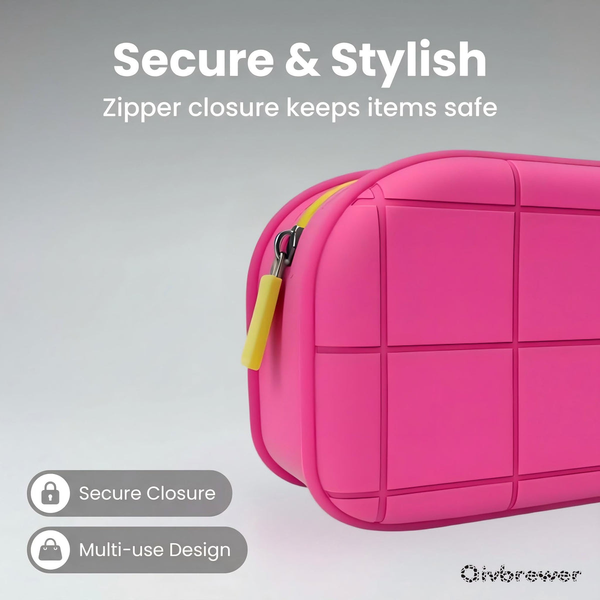 Qivbrewer Silicone Makeup Bag - Waterproof Cosmetic Organizer for Travel Versatile Small Toiletry Bag & Cute Makeup Bag for Women & Girls (Pink)