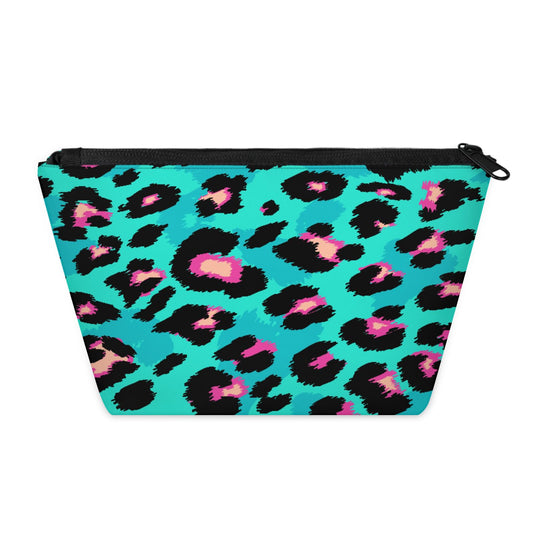 QsirBC Waterproof Makeup Bag Travel Cosmetic Pouch Multi Functional Organizer for Women Travel Gym Camping Gifts Leopard Jade Green