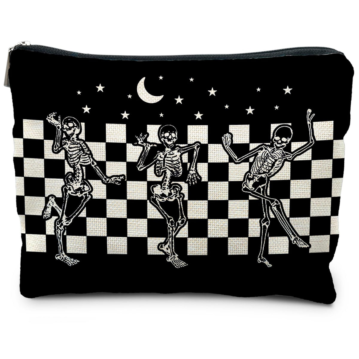 RYYCDOI Goth Spooky Gifts for Women, Gothic Horror Skeleton Black Makeup Bag Cosmetic Pouch