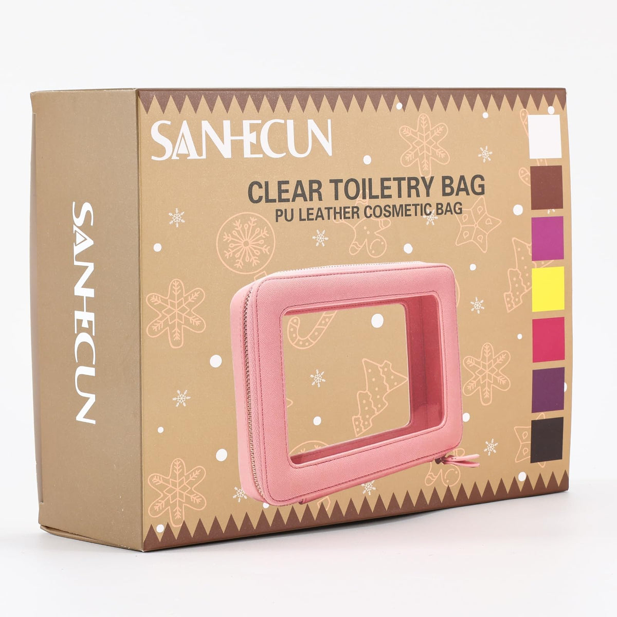 SANHECUN Toiletry bag waterproof cosmetic organizer with handle large opening for travelling (Blue)