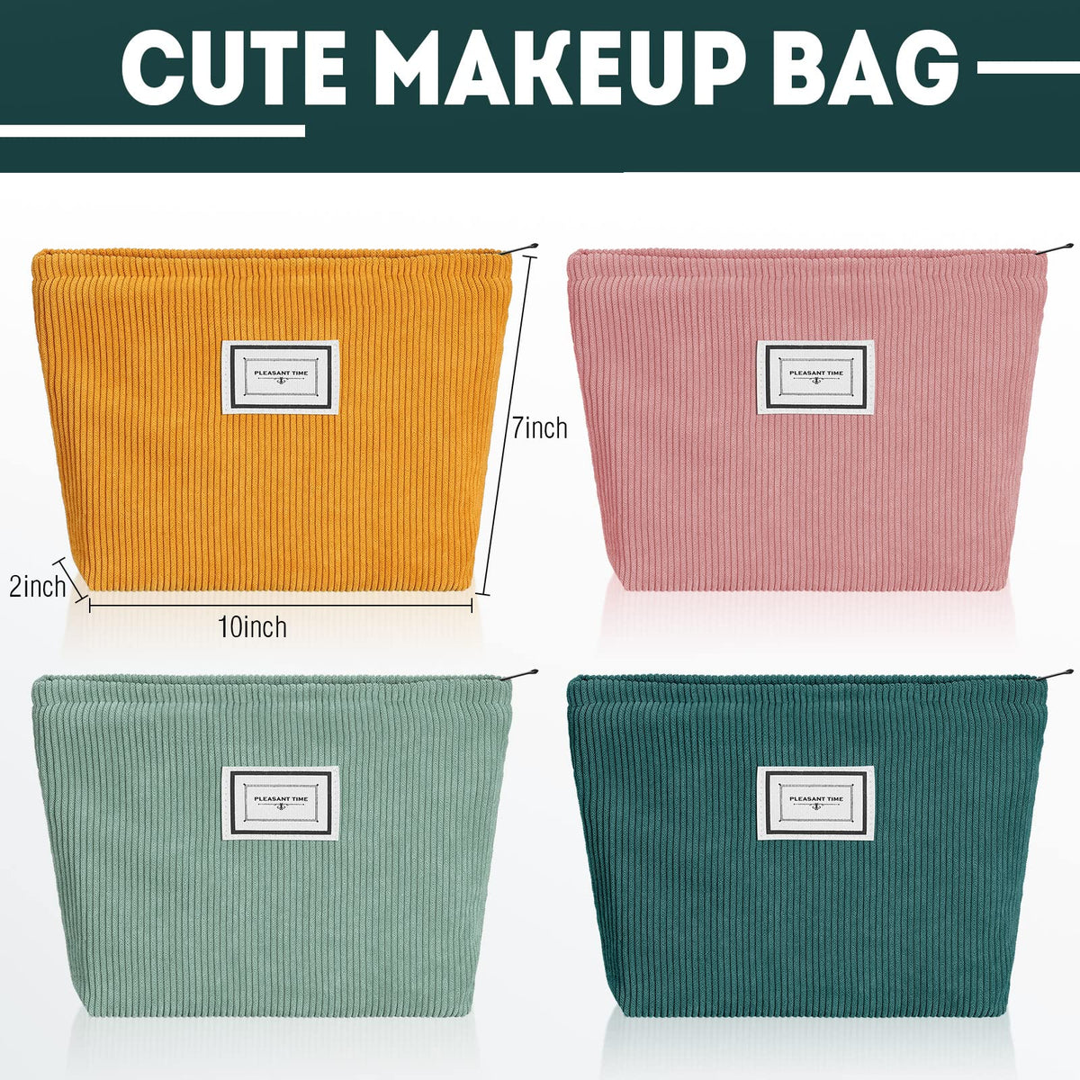 Sanwuta 4 Pack Velvet Corduroy Makeup Bag Zipper Pouch,Retro Color,Plaid