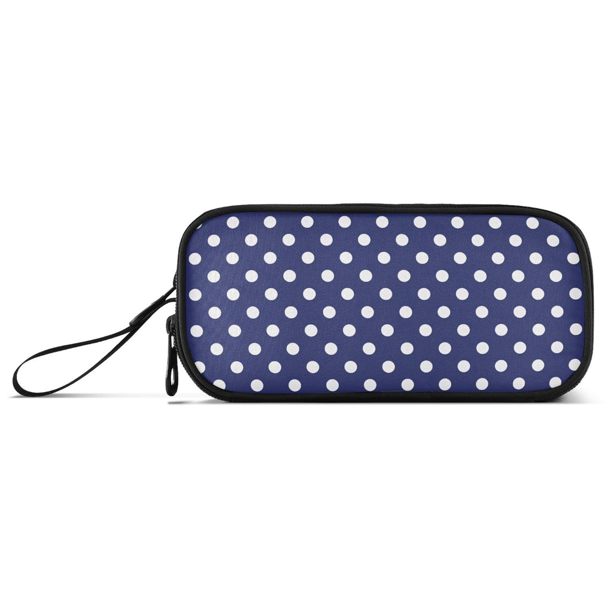 Sgojhrv Big Capacity Pencil Case Cute Navy Blue White Polka Dot Large Pencil Pouch Stationery Pen Bag for School Teen Girl Boy