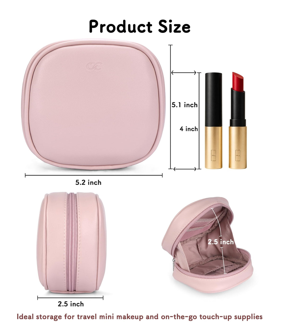 Small Makeup Bag for Purse,Mini Cosmetic Pouch with Inner Pockets for Women