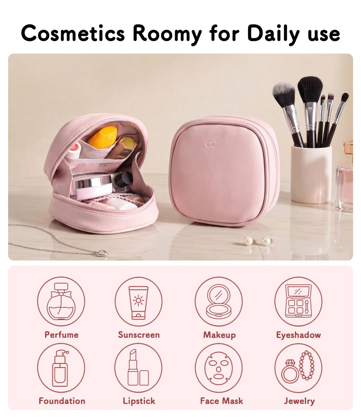 Small Makeup Bag for Purse,Mini Cosmetic Pouch with Inner Pockets for Women