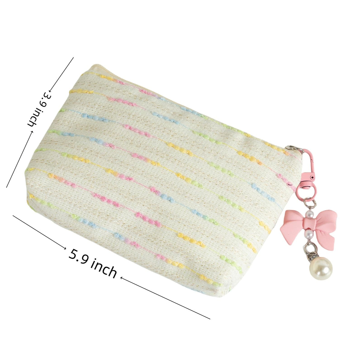 SUSOYAOCHEN Coin Purse Storage Pouch, Small Fabric Zipper Change Holder Travel Cosmetic Bag Mini Pocket Wallet for Girl Women Organize Cosmetic, Lipstick, Jewelry （White）