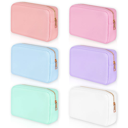 Sweetude 6 Pcs Nylon Makeup Bag Travel Nylon Pouch Zipper Cosmetic Bag for Purse Women Girls Organizer Makeup Pouch for Term Begins Wedding Birthday Gifts(M,Assorted Color)