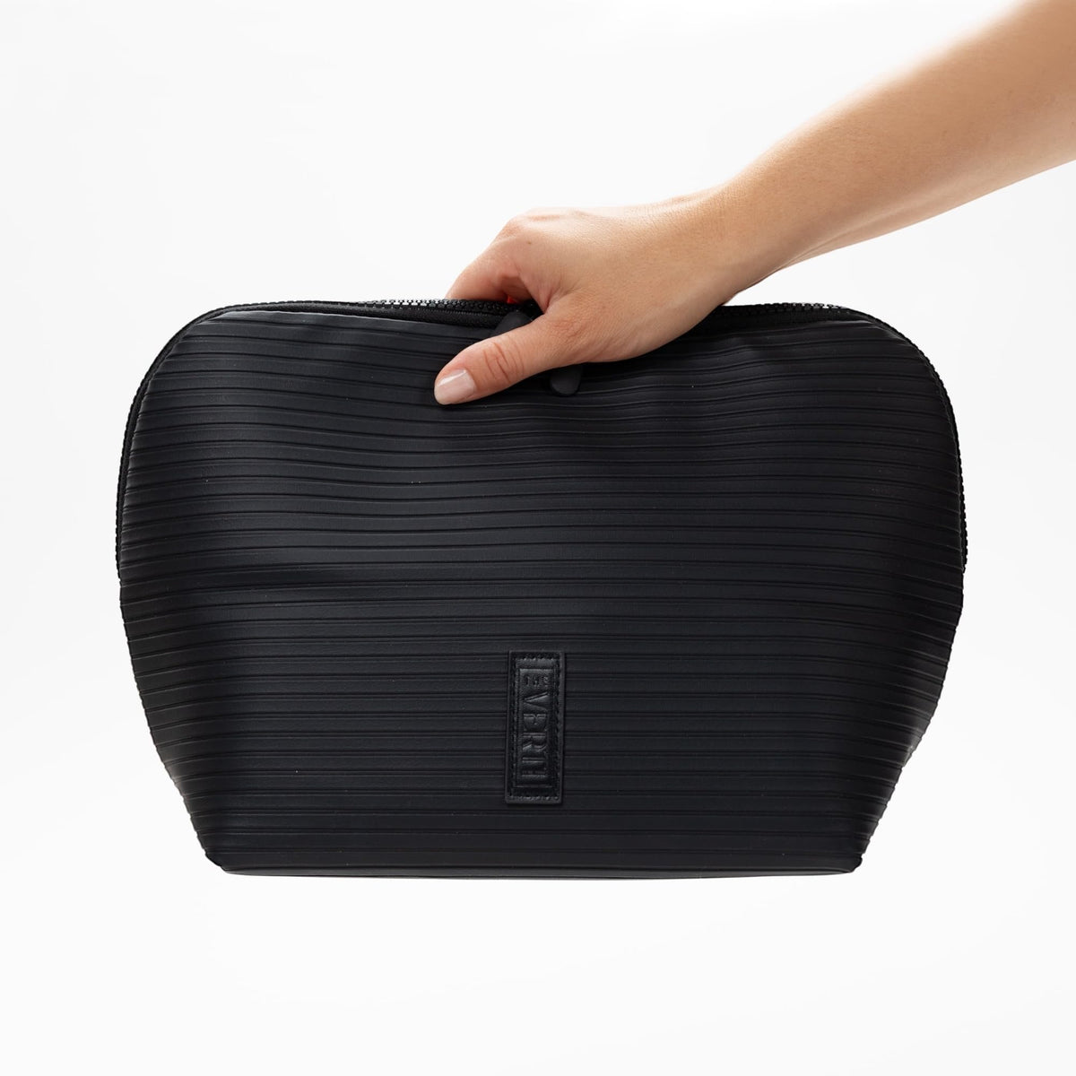 THE VERTI-Vertical Waterproof Makeup & Toiletry Bag | 23-Pocket Organizer with Upright, Fold-Down Design for Skincare, Toiletries & Essentials (Onyx)