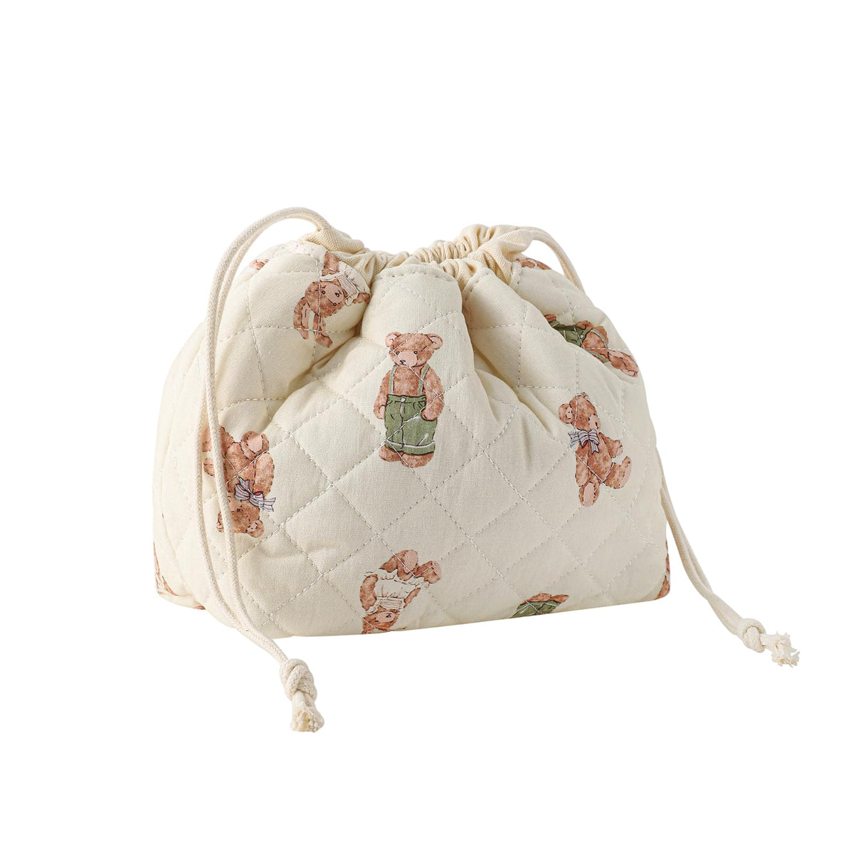 uekeboag Cotton Quilted Drawstring Makeup Bag (04White Bear)