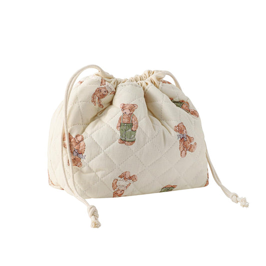 uekeboag Cotton Quilted Drawstring Makeup Bag (04White Bear)