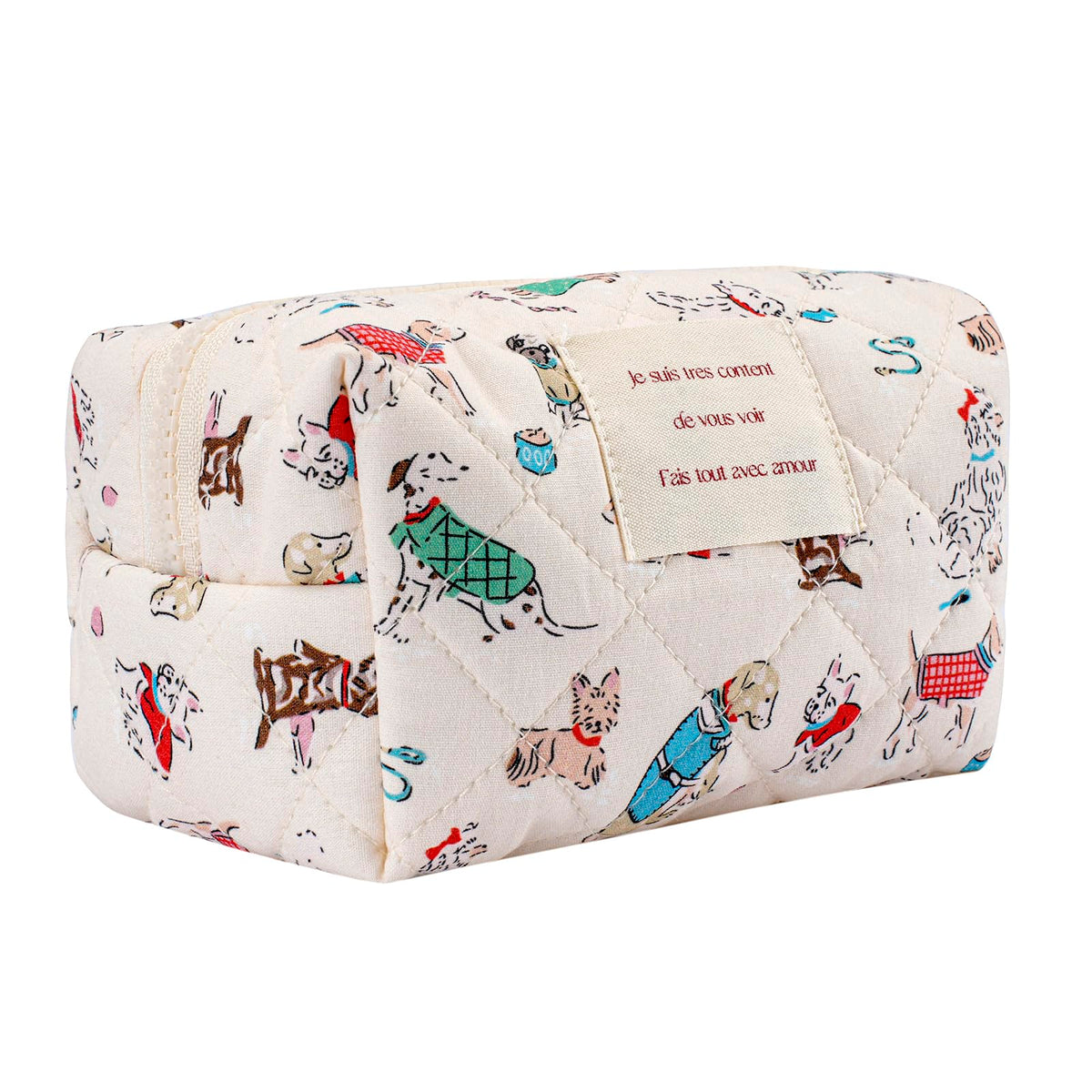 uekeboag Cute Small Quilted Cotton Makeup Pouch for Women(05Puppy)