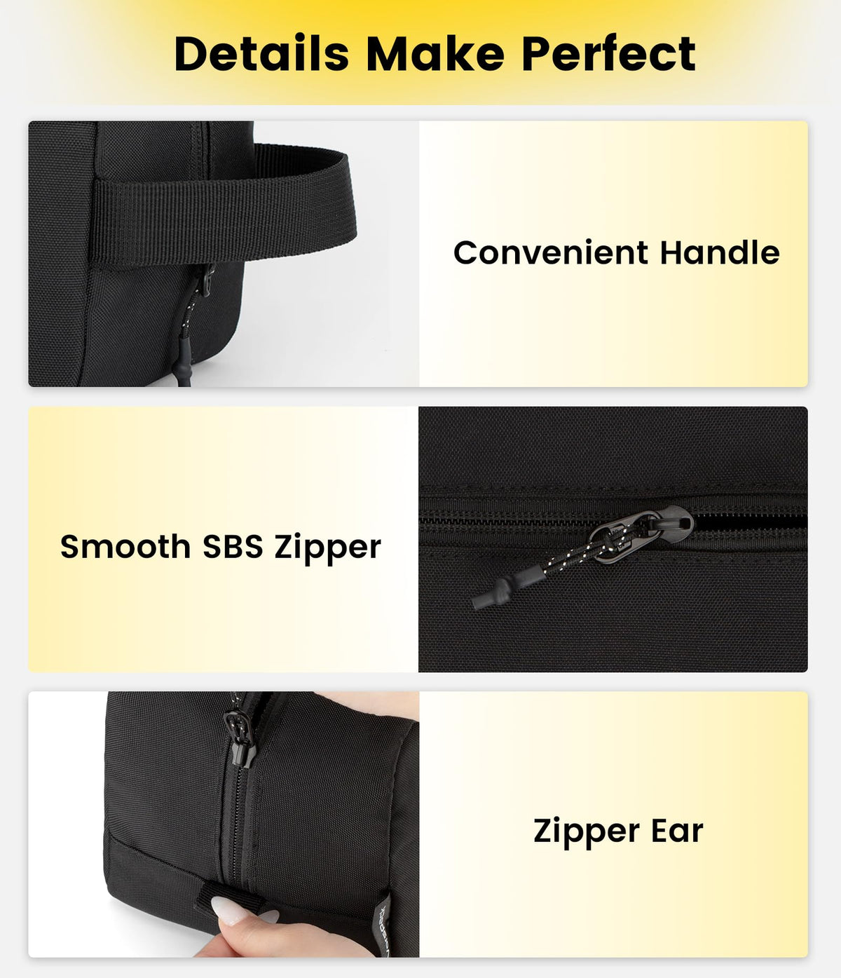 Vorspack Water Resistant Travel Toiletry Bag for Men Women - Medium & Black