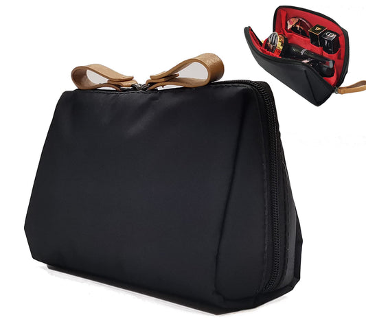Vviitop Small Makeup Bag for Purse, Makeup Pouch Small Cosmetic Bag Mini Portable Handbag for Women and Girls (Black)